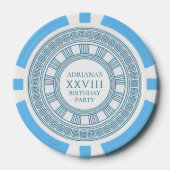 Griekse oudheid themafeest met blauwe patronen poker chips (Voorkant)