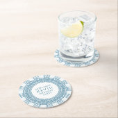 Griekse oudheid themafeest  met blauwe patronen ronde kartonnen onderzetter (Insitu)