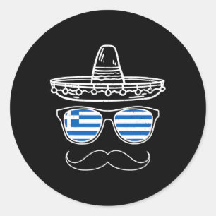 Griekse Paaszonneschermen Mexicaanse Cinco de Mayo Ronde Sticker