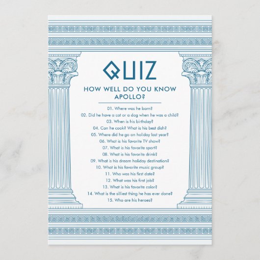 Griekse Partij Quiz Kaart (Voorkant)