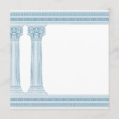 Griekse partij uitnodigen met blauwe kolommen en m (Achterkant)