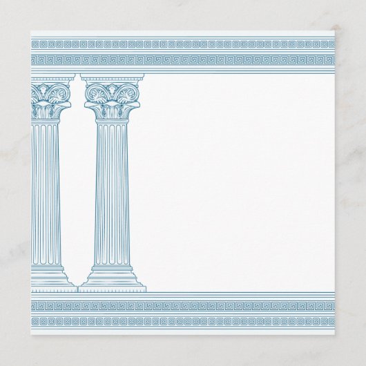 Griekse partij uitnodigen met blauwe kolommen en m (Achterkant)