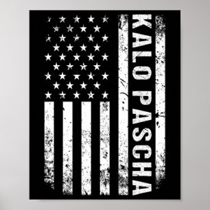 Griekse Pasen Kalo Pascha Retro Amerikaanse Vlag G Poster