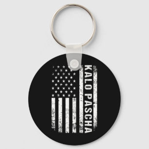 Griekse Pasen Kalo Pascha Retro Amerikaanse Vlag G Sleutelhanger