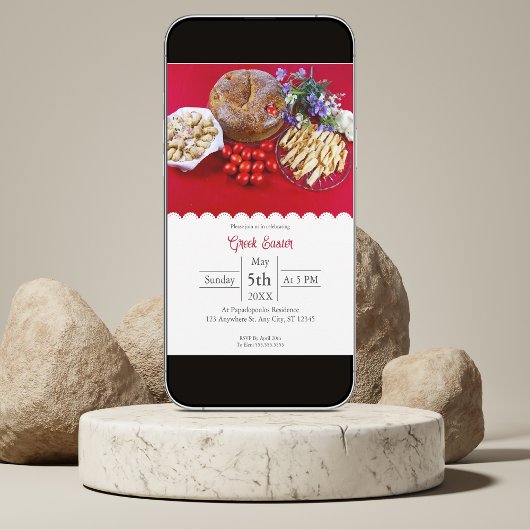 Griekse Pasen met feestelijk eten en eieren uitnod Kaart