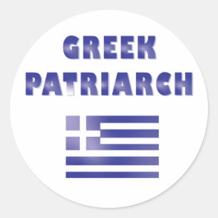 Griekse patriarch Funny Gezegde Blue White Ronde Sticker