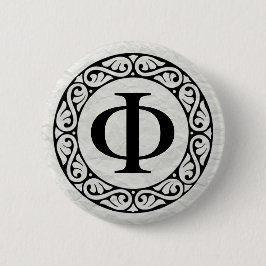 Griekse Phi van de Brief van het Alfabet Ronde Button 5,7 Cm