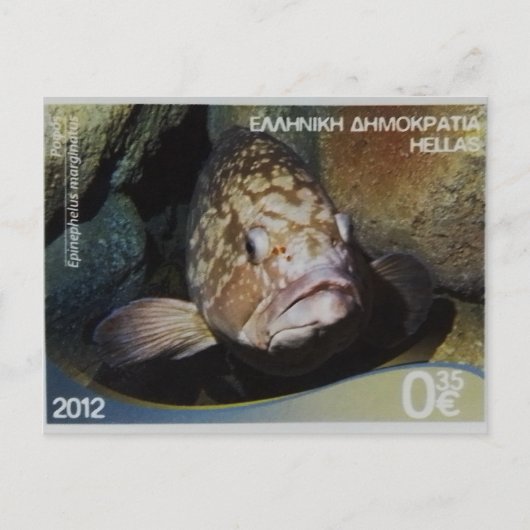 Griekse postzegel Dusky Grouper Briefkaart (Voorkant)