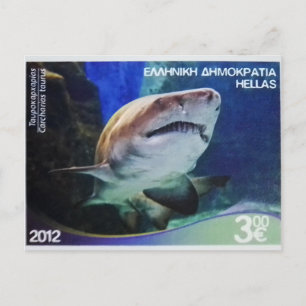 Griekse postzegel Zandtijgerhaai Briefkaart