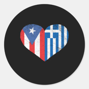 Griekse Puerto Ricaanse vlag liefde Griekenland Pu Ronde Sticker