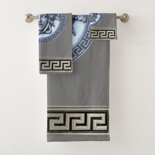 Griekse Revival Zilver / Grijze Medusa Bad Handdoek (Insitu)