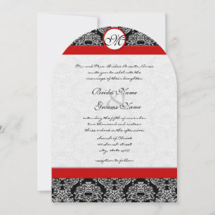 Griekse Roco Black Damask Red Accents Weddenschap Kaart