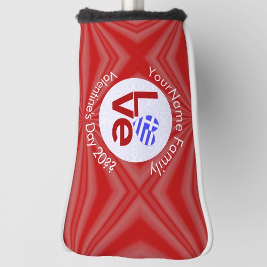 Griekse Rode LIEFDE Hart Vlag Gepersonaliseerd Golfheadcover (Draai 90)