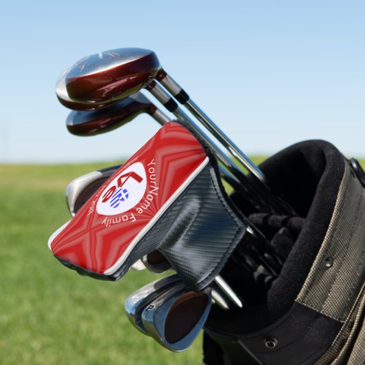Griekse Rode LIEFDE Hart Vlag Gepersonaliseerd Golfheadcover (Insitu)