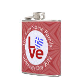 Griekse rode Love Flag gepersonaliseerd Heupfles (Links)