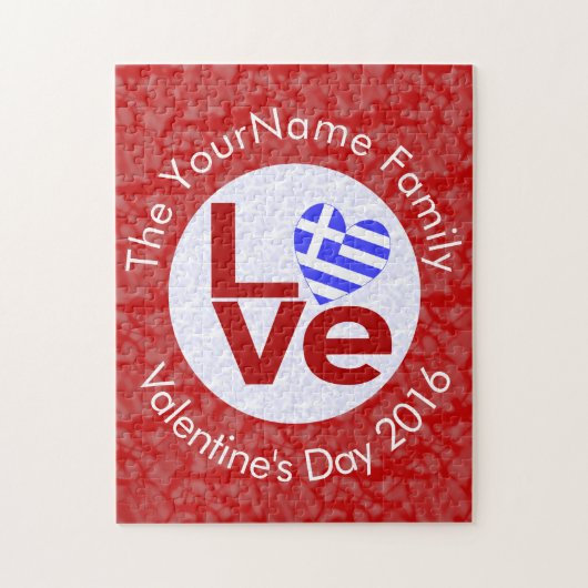 Griekse Rode LOVE Vlag Persoonlijk Legpuzzel (Verticaal)
