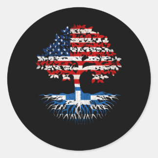 Griekse Roots Amerikaanse takken Griekenland Vlag  Ronde Sticker