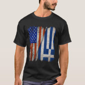 GRIEKSE ROOTS Half-American Flag USA GRIEKENLAND F T-shirt (Voorkant)