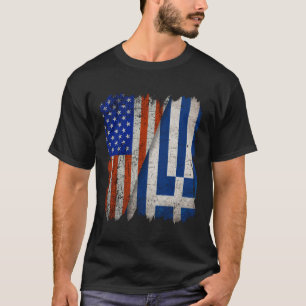 GRIEKSE ROOTS Half-American Flag USA GRIEKENLAND F T-shirt