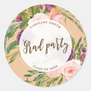 griekse roze floraals met degressiviteit sticker