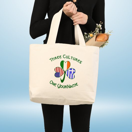 Griekse Shamrock vlag Grote Tote Bag