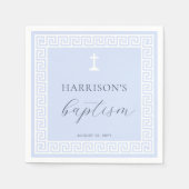 Griekse Sleutel Blauw Doopsel Servet (Voorkant)