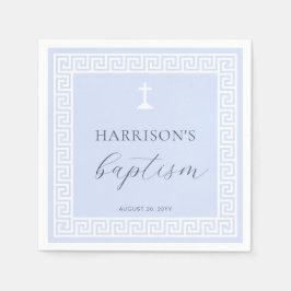 Griekse Sleutel Blauw Doopsel Servet