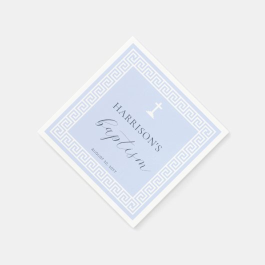 Griekse Sleutel Blauw Doopsel Servet (Hoek)