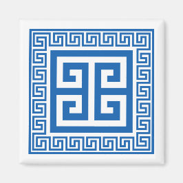 Griekse Sleutel Blauw En Wit Magneet