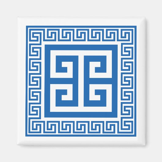 Griekse Sleutel Blauw En Wit Magneet (Voorkant)