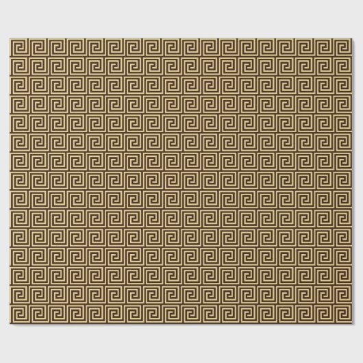 Griekse sleutel, chocoladebruin en geelbruin cadeaupapier (Vlak)