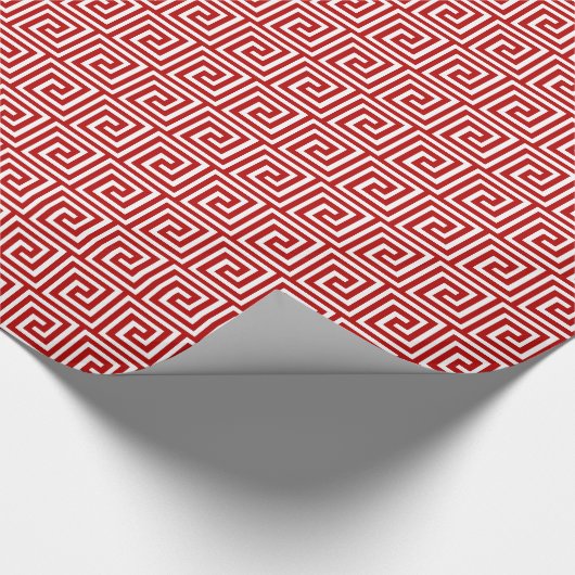 Griekse sleutel, diep rood en wit cadeaupapier (Hoek)