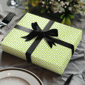 Griekse Sleutel Doolhof Groen Cadeaupapier