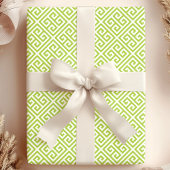 Griekse Sleutel Doolhof Groen Cadeaupapier