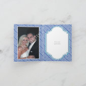 Griekse sleutel en aqua blauwe kolom bruiloft Dank Bedankkaart (Binnen)