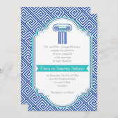 Griekse sleutel en aqua, blauwe kolom Griekse brui Kaart (Voorkant / Achterkant)