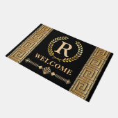 Griekse Sleutel en Laurel Wreath Gepersonaliseerde Deurmat (Schuin)