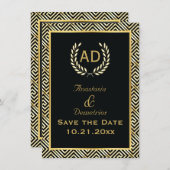 Griekse sleutel en laurierkrans bruiloft Save the Save The Date (Voorkant / Achterkant)