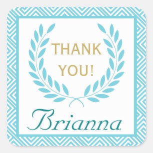 Griekse sleutel en laurierkrans bruiloft Save the  Vierkante Sticker