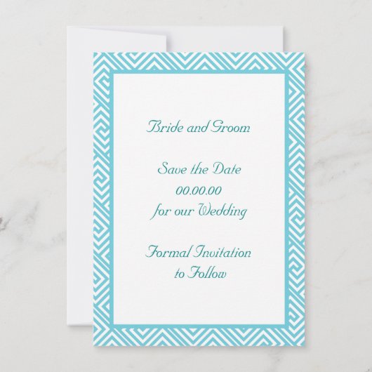 Griekse sleutel en lauwerkrans blauwgroen verzoek  save the date (Achterkant)