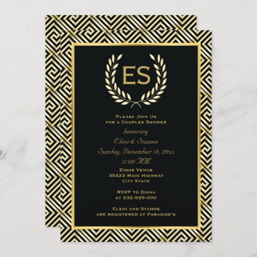 Griekse sleutel en lauwerkrans bruiloft koppels do kaart (Voorkant / Achterkant)