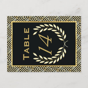 Griekse sleutel en lauwerkrans trouwtafel nummer briefkaart