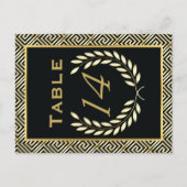 Griekse sleutel en lauwerkrans trouwtafel nummer briefkaart (Voorkant)