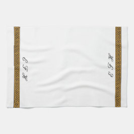 Griekse sleutel en monogram theedoek