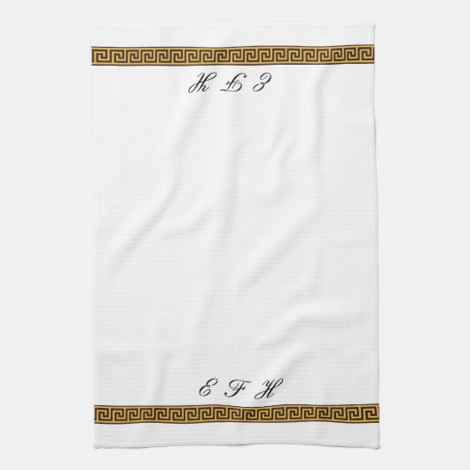 Griekse sleutel en monogram theedoek (Verticaal)