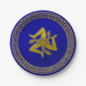 Griekse sleutel en Siciliaanse Trinacria Papieren Bordje (Voorkant)