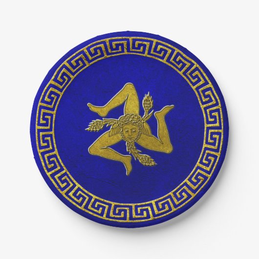  Griekse sleutel en Siciliaanse Trinacria Papieren Bordje (Voorkant)