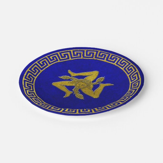 Griekse sleutel en Siciliaanse Trinacria Papieren Bordje (Gekanteld)