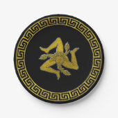  Griekse sleutel en Siciliaanse Trinacria Papieren Bordje (Voorkant)