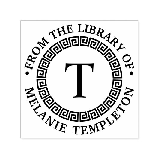 Griekse Sleutel Frame “S” Bibliotheek Boek Naam In Zelfinktende Stempel (Design)